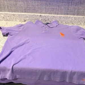 Ralph Lauren Custom Lavender Polo with Vibrant Orange Big Pony